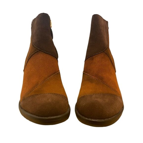 Earth Malta Patchwork Brown Suede Zipper Ankle Boots Booties Size 6.5 NEW - Picture 2 of 6